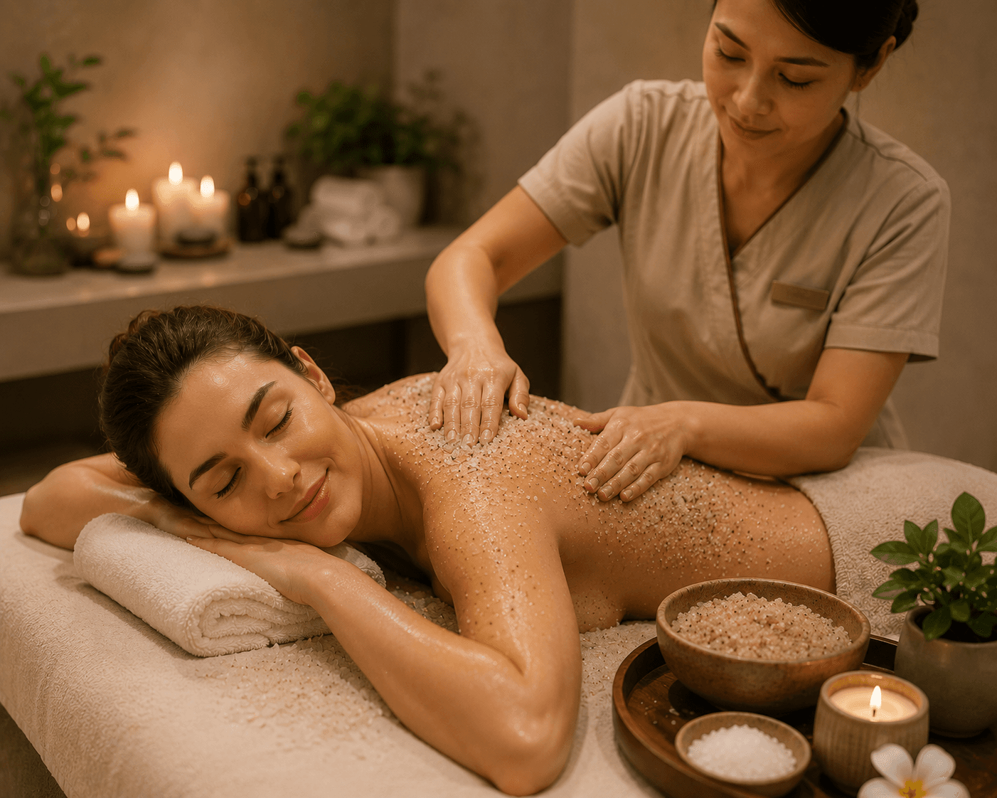 Dead Sea Mineral Scrub — luxury spa ritual at Maris & Terra Noida
